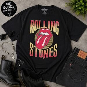 Rolling Stones Graphic Tee 2X Black Oversized Band Shirt NWOT